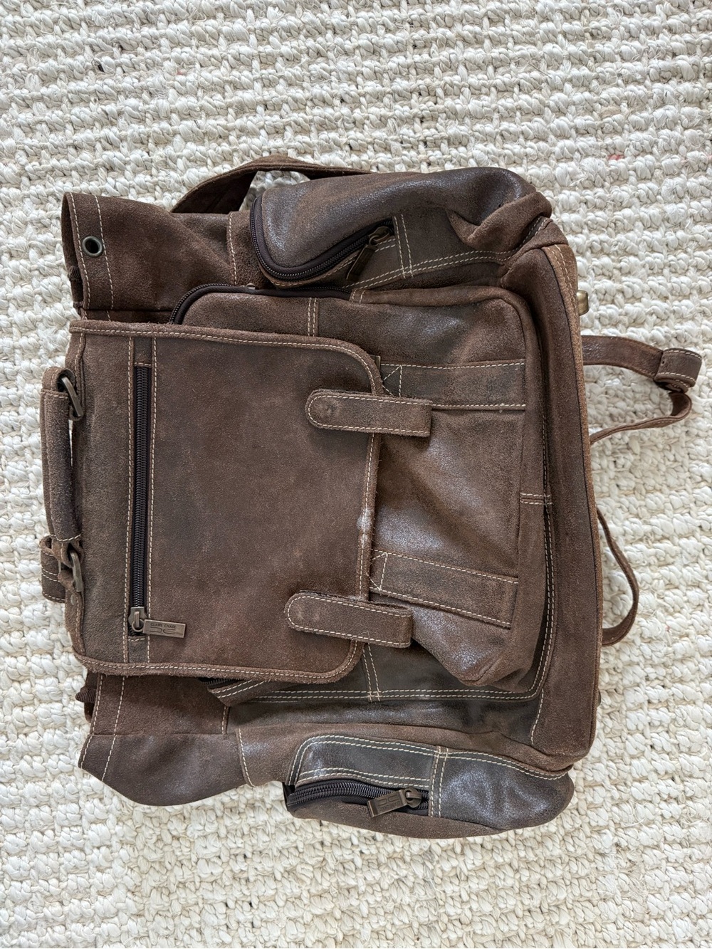 Vintage-Inspired Brown Leather Canvas Messenger Bag
